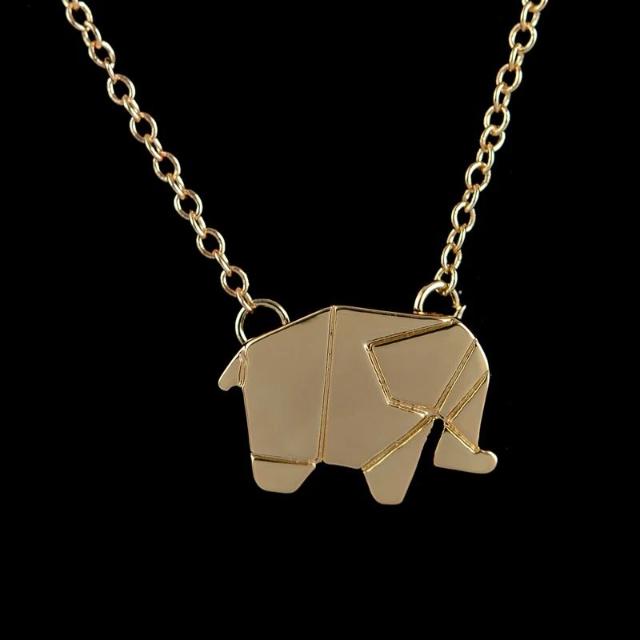 Collar Elefante Origami oro