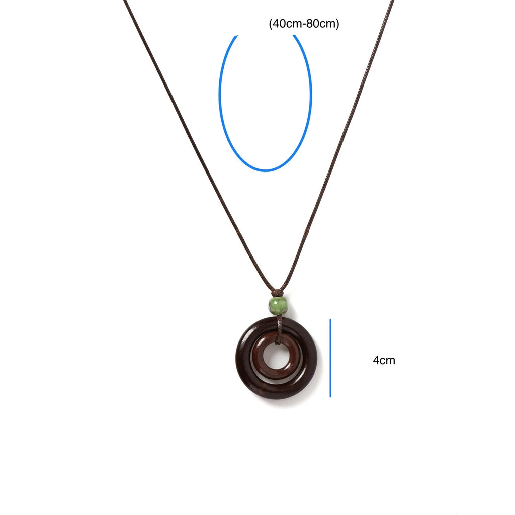 Collar de Cuerda con Colgante Redondo para Mujer