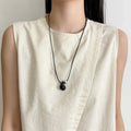 Collar de Cordón con Colgante de Gota de Agua negro