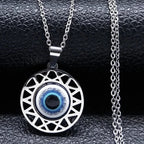 Collar y pendientes con colgante de mal de ojo azul turco collar