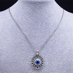 Collar y pendientes con colgante de mal de ojo azul turco collar