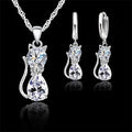 Collar y Pendientes Gato Diamante