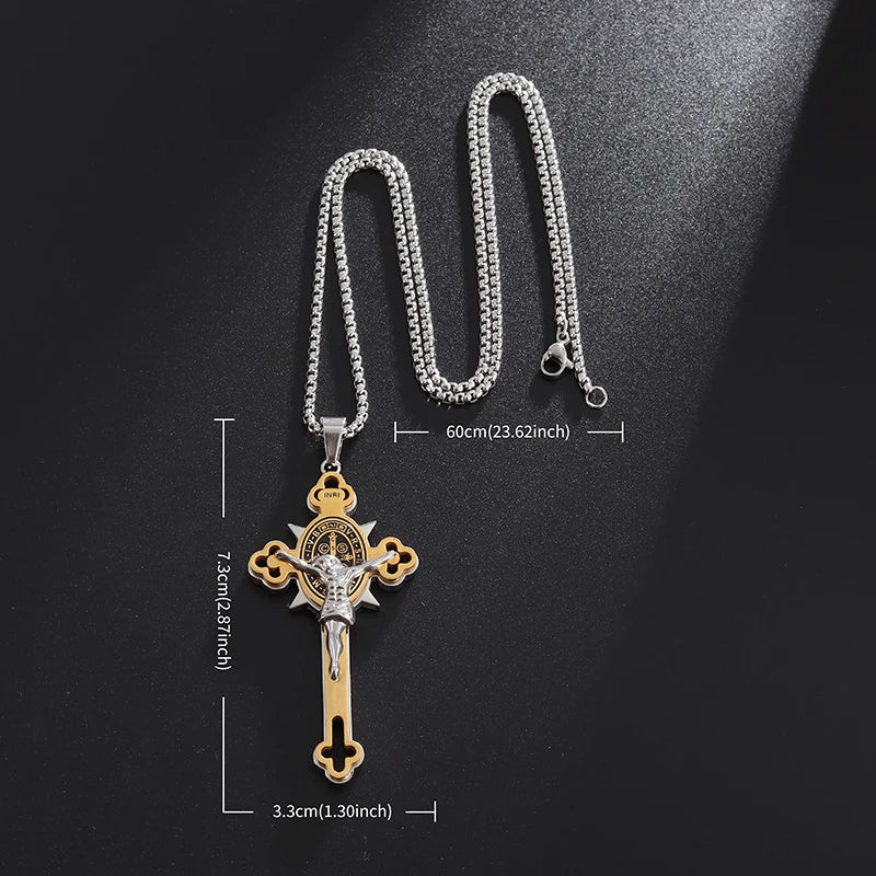Collar y Colgante Cruz de San Benito Jesús