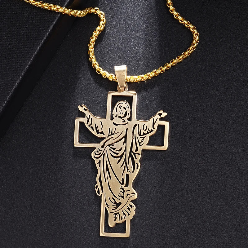Collar y Colgante Cruz de San Benito Jesús estilo D