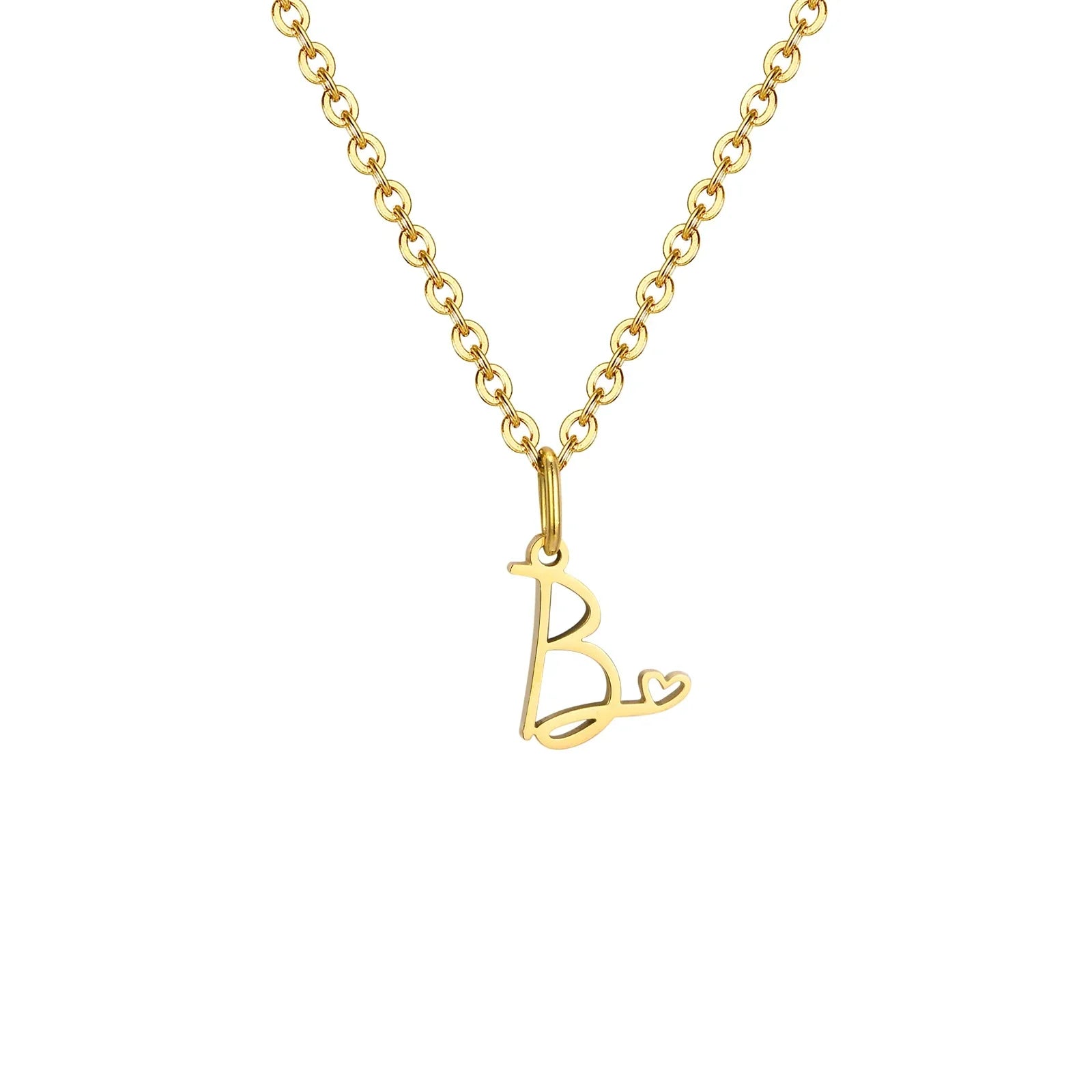 Collier femme avec pendentif initiale lettre et coeur