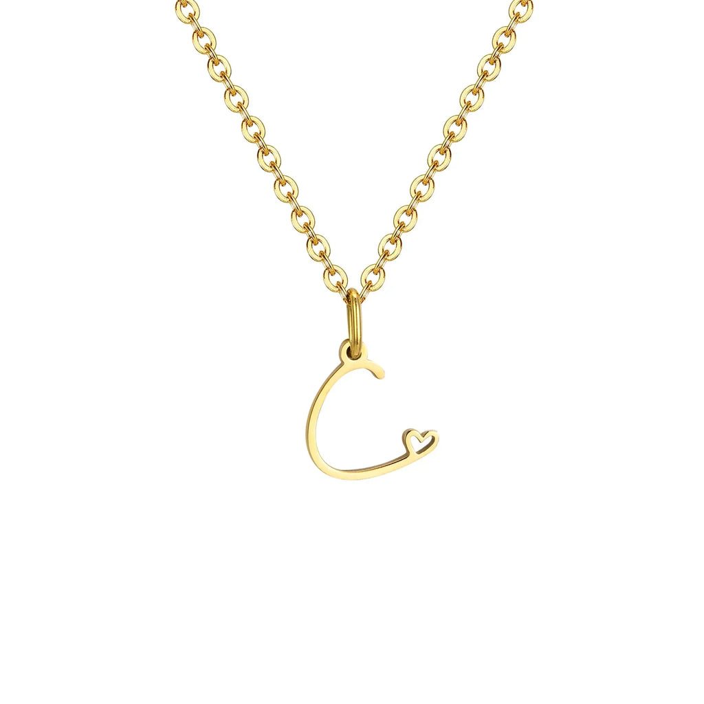 Collier femme avec pendentif initiale lettre et coeur