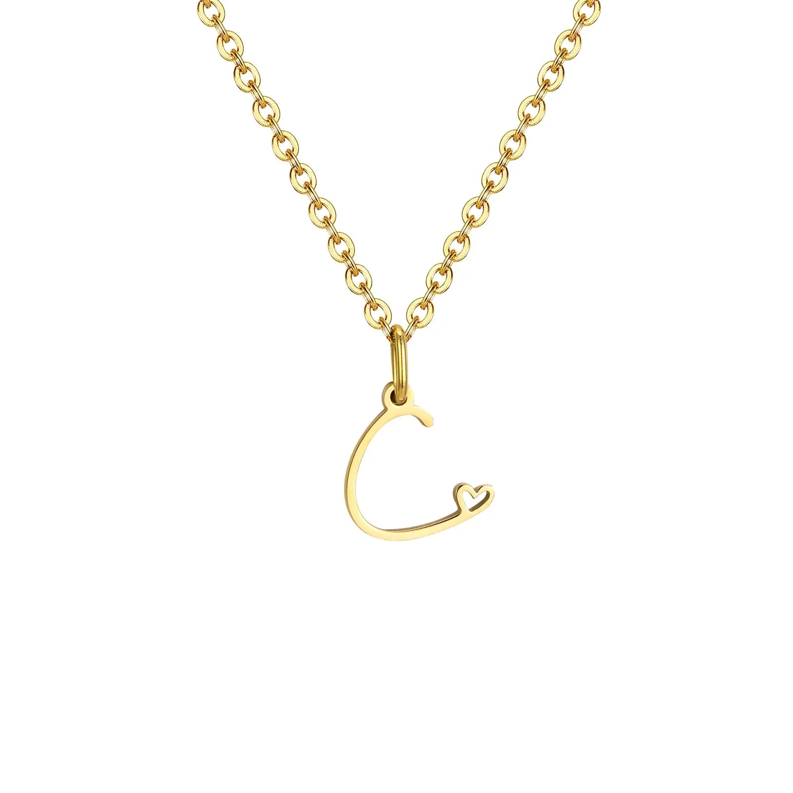 Collier femme avec pendentif initiale lettre et coeur