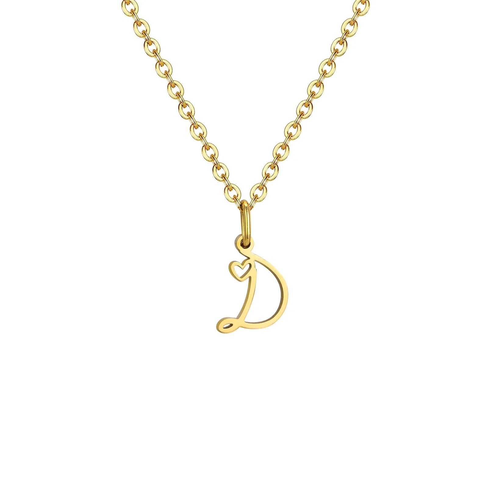 Collier femme avec pendentif initiale lettre et coeur