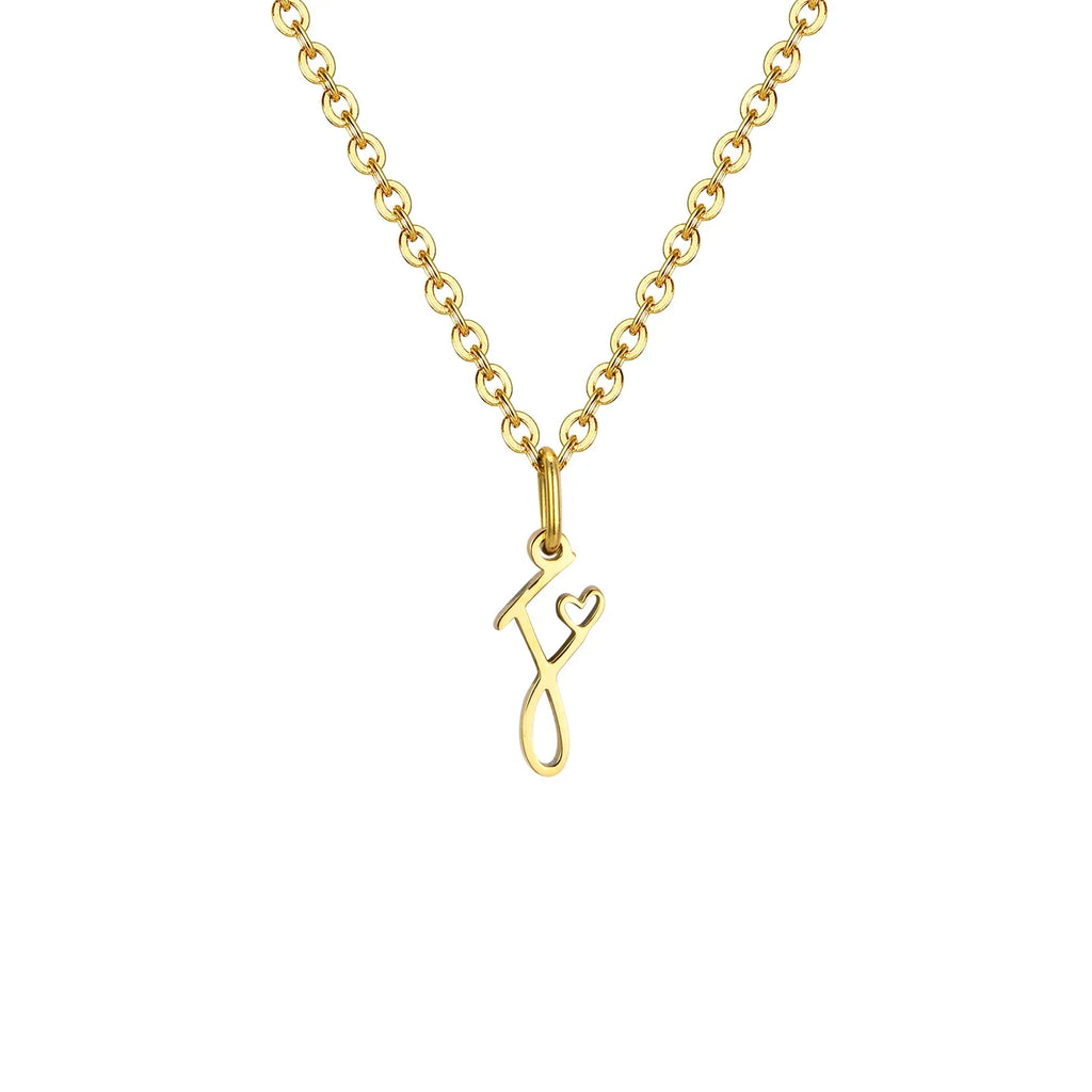 Collier femme avec pendentif initiale lettre et coeur