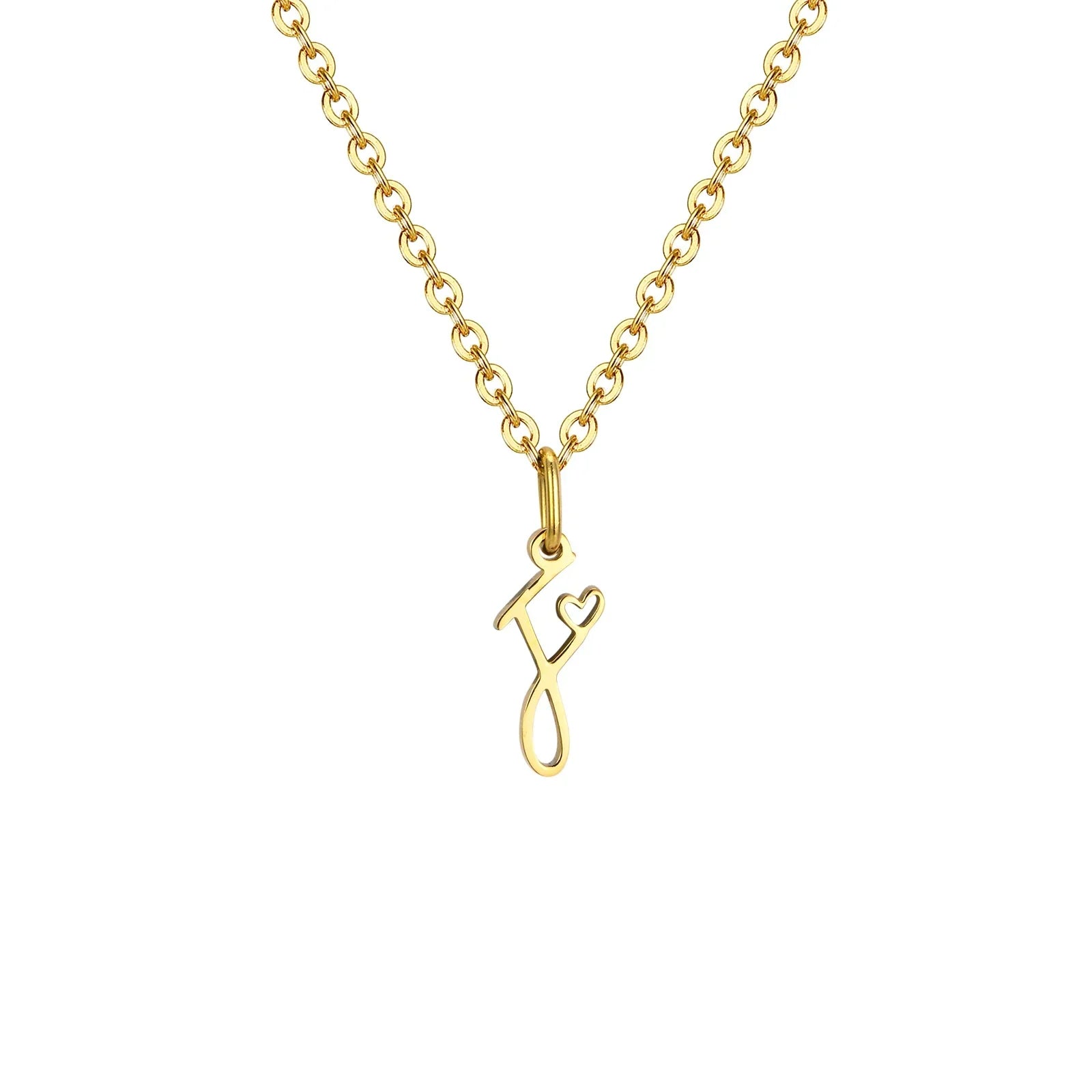 Collier femme avec pendentif initiale lettre et coeur