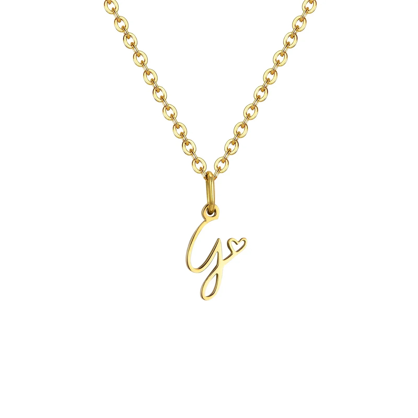 Collier femme avec pendentif initiale lettre et coeur