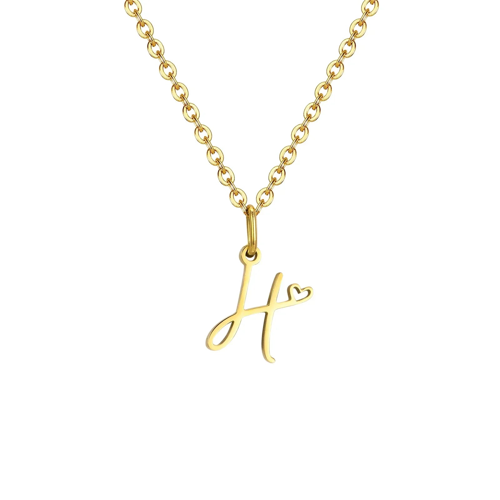 Collier femme avec pendentif initiale lettre et coeur