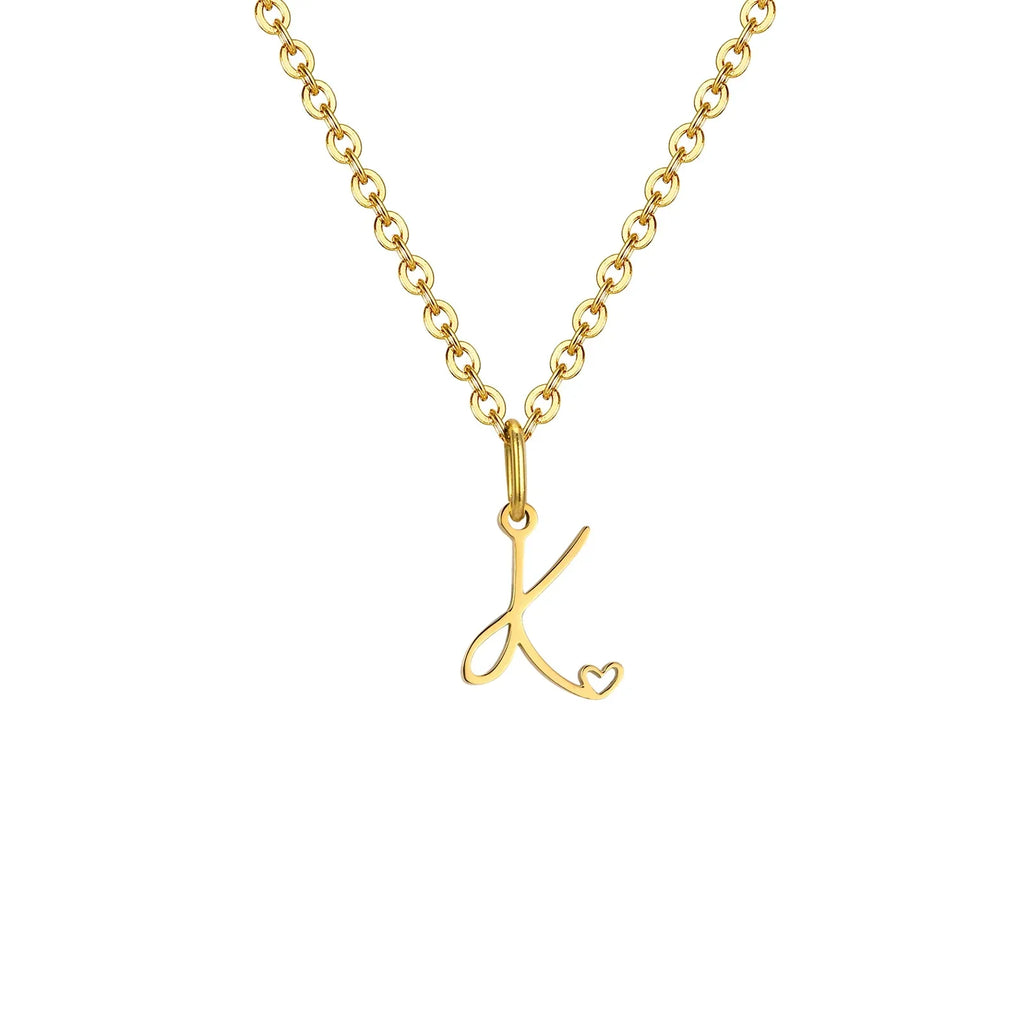 Collier femme avec pendentif initiale lettre et coeur