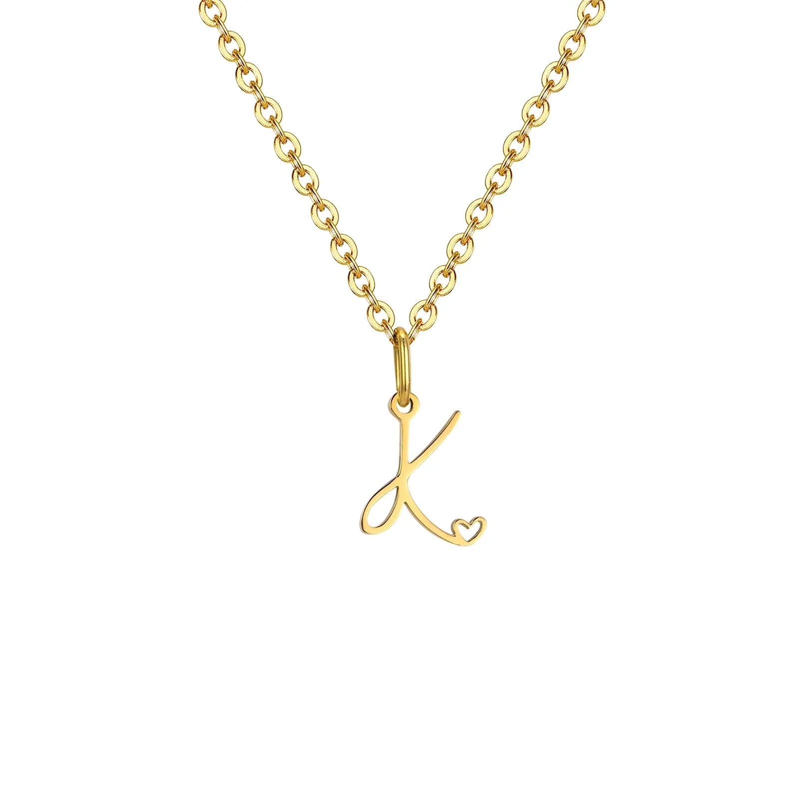 Collier femme avec pendentif initiale lettre et coeur