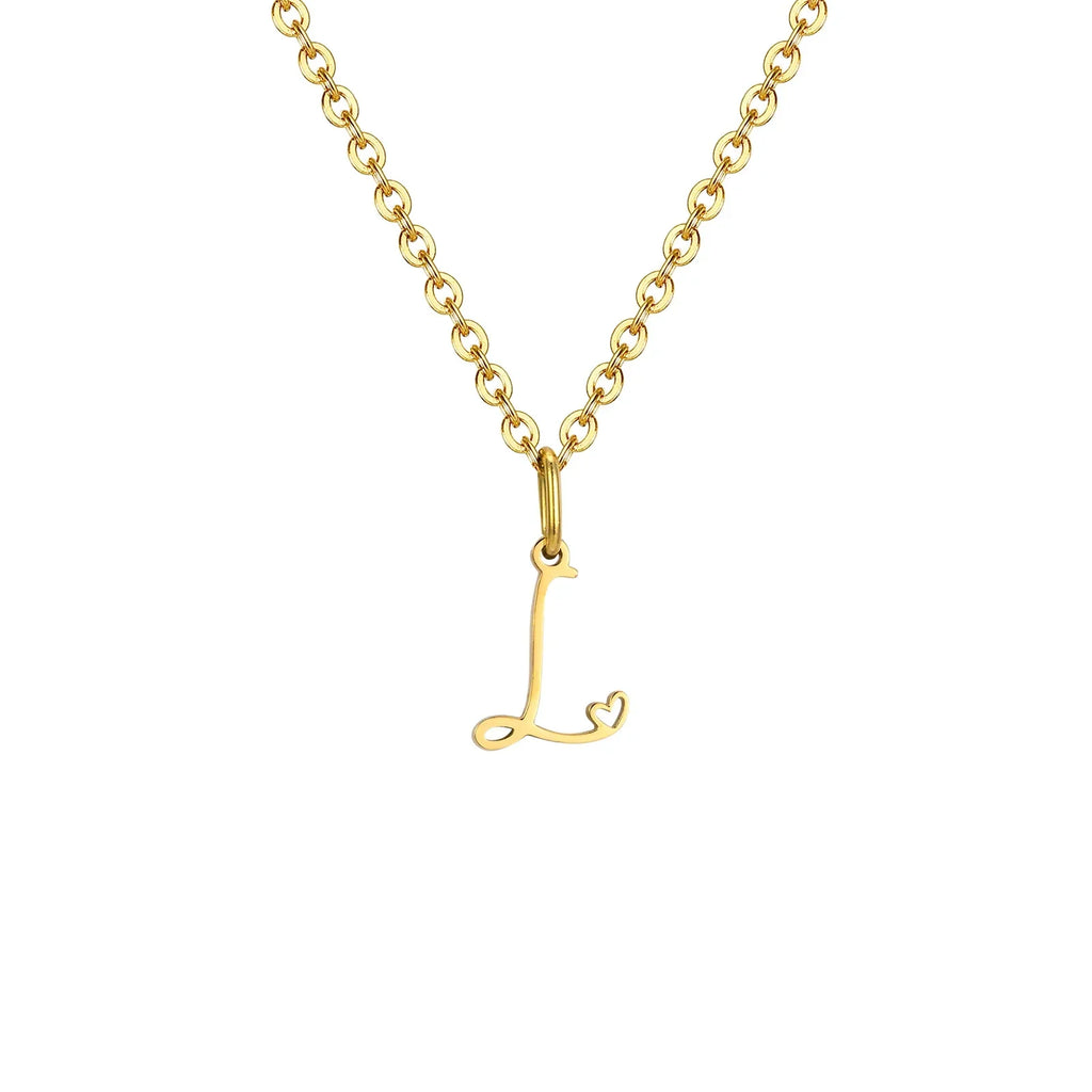 Collier femme avec pendentif initiale lettre et coeur