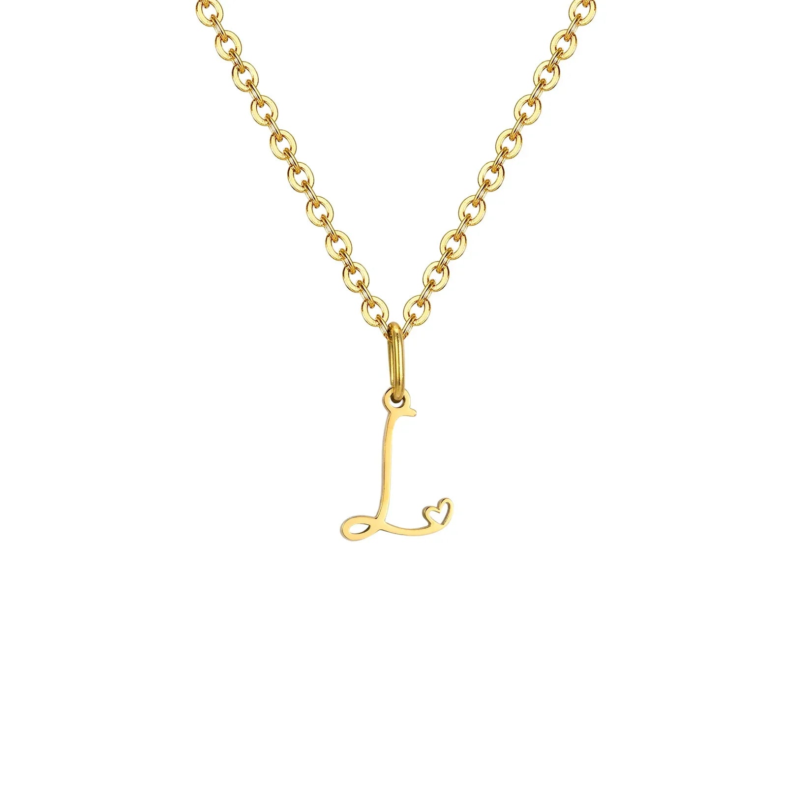 Collier femme avec pendentif initiale lettre et coeur