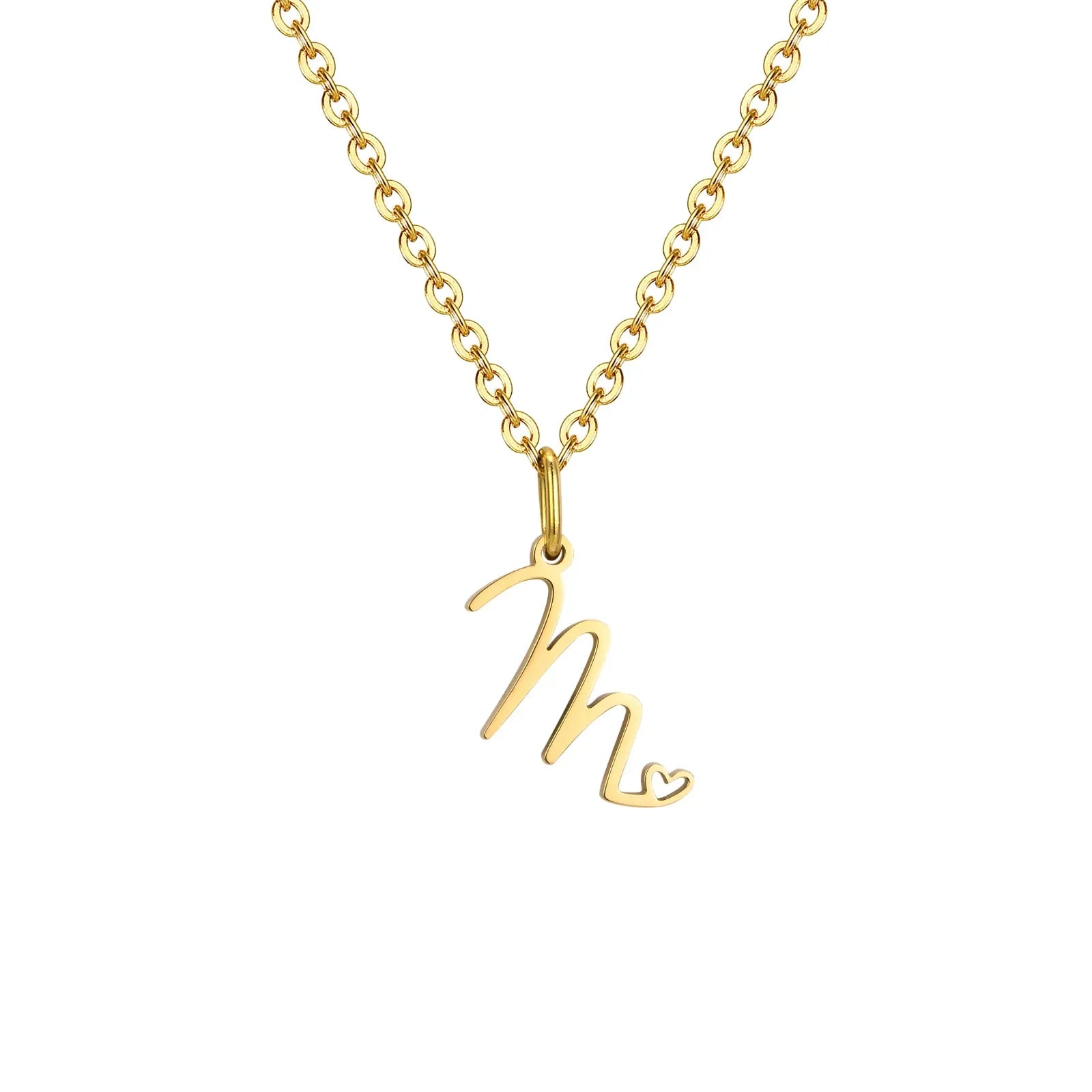 Collier femme avec pendentif initiale lettre et coeur