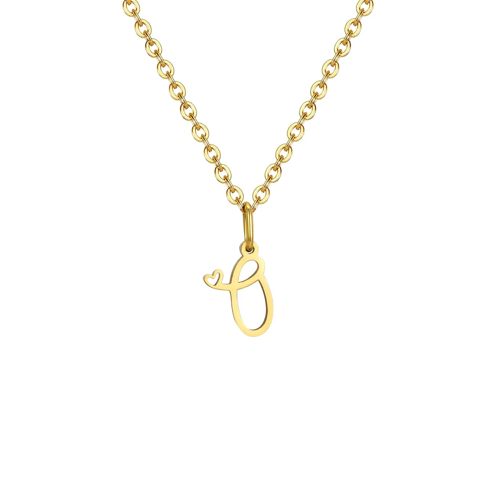 Collier femme avec pendentif initiale lettre et coeur