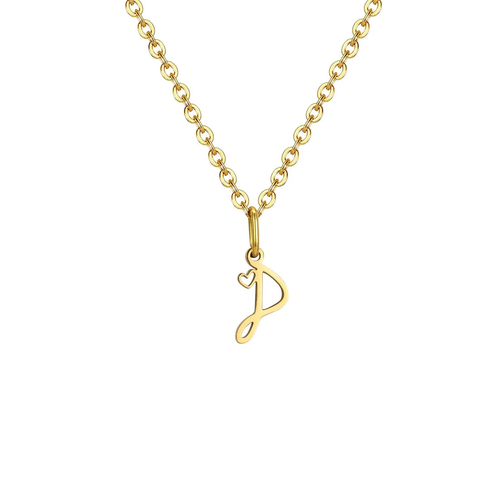 Collier femme avec pendentif initiale lettre et coeur