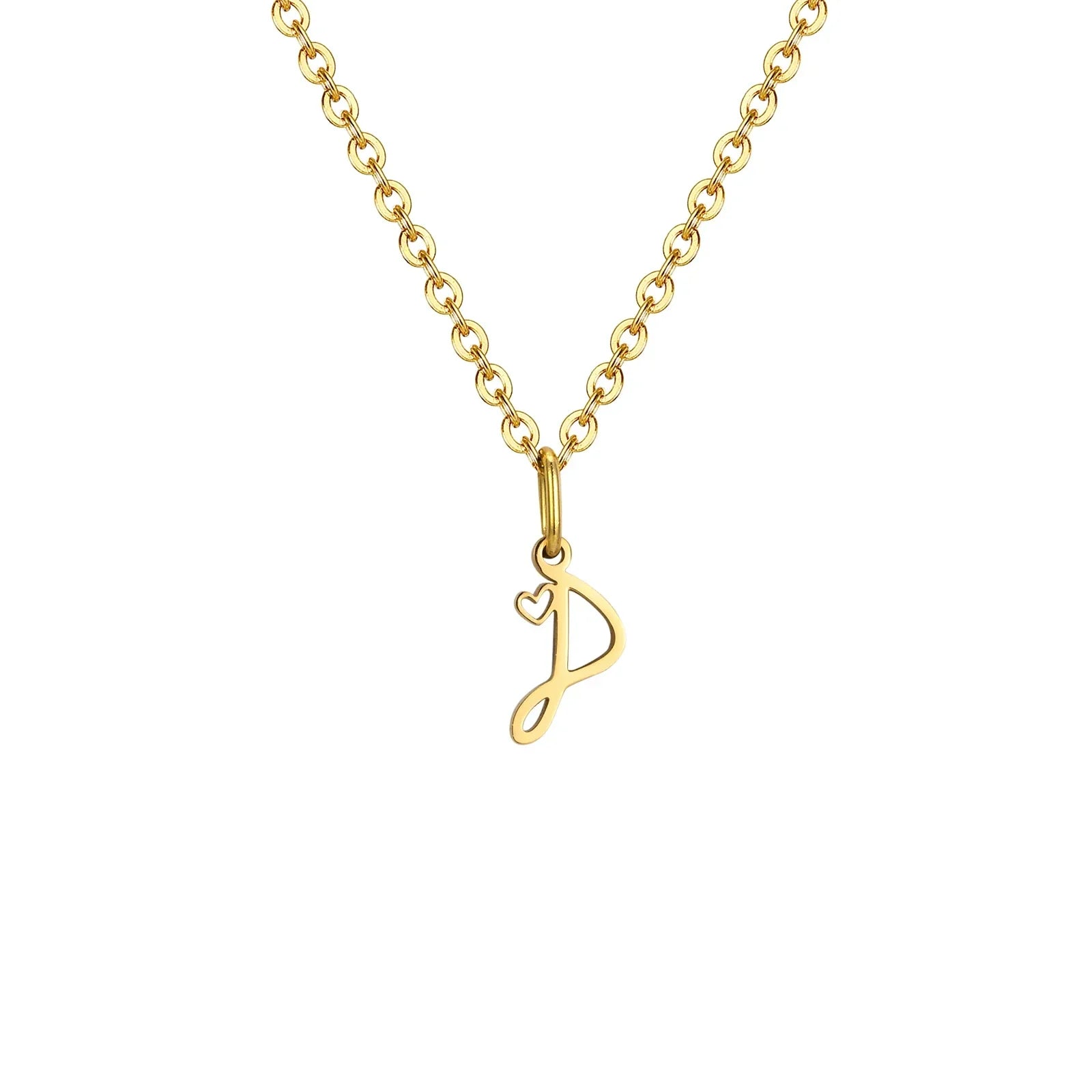 Collier femme avec pendentif initiale lettre et coeur