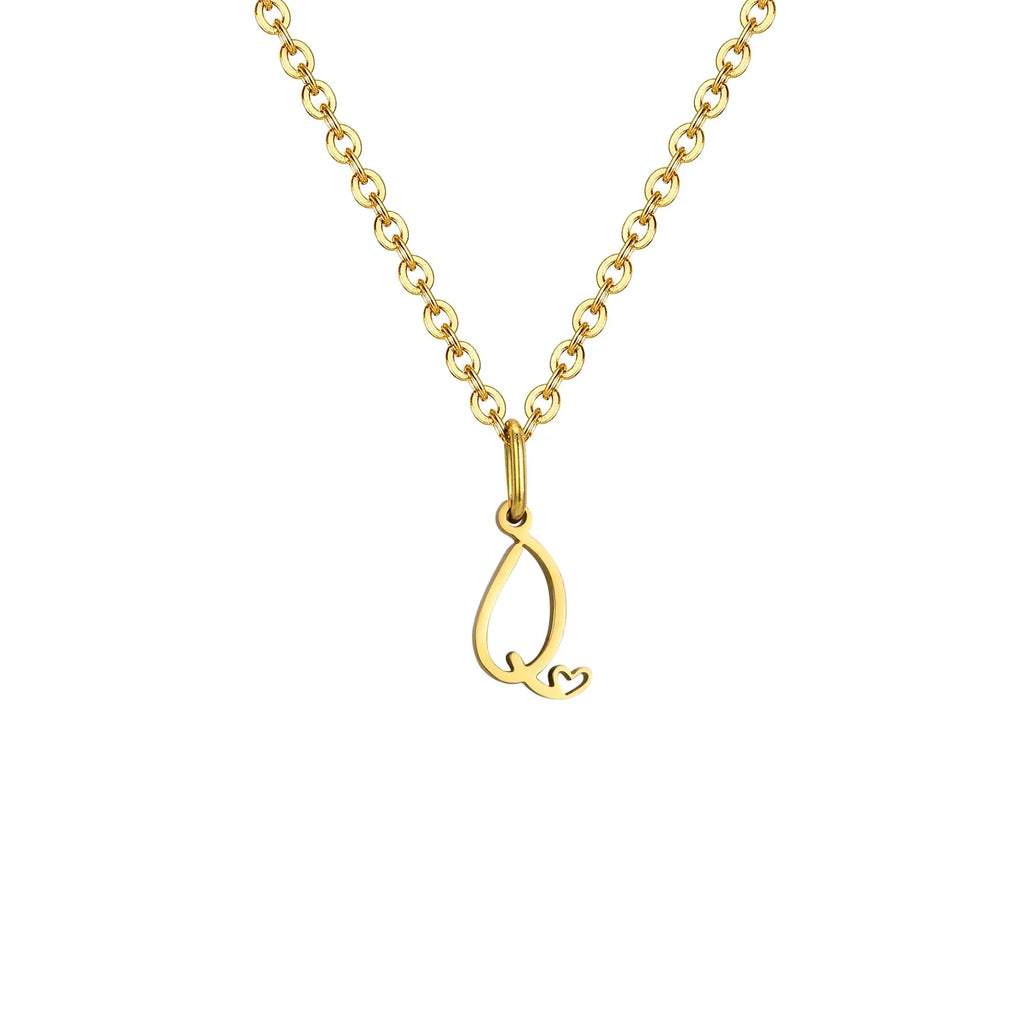 Collier femme avec pendentif initiale lettre et coeur