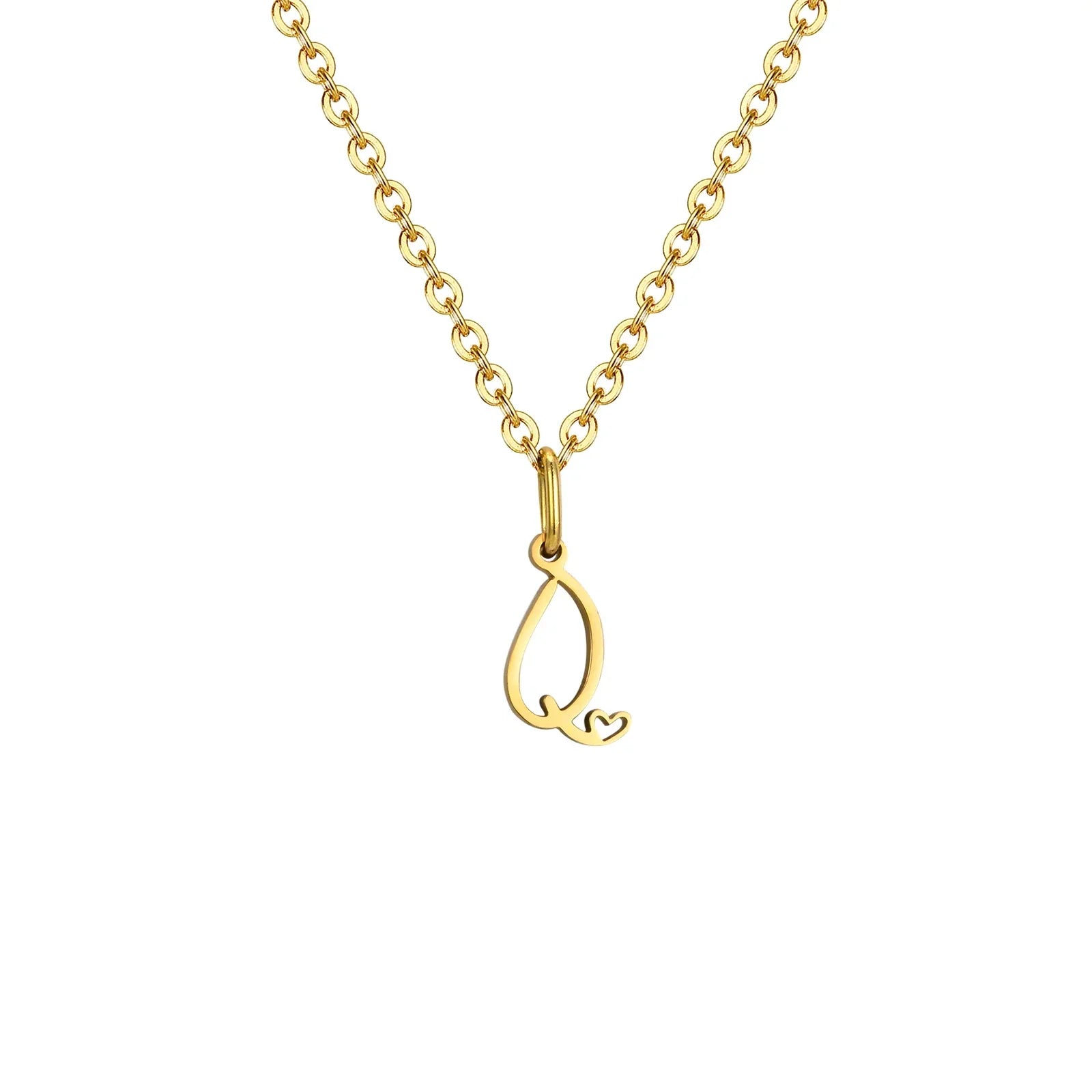 Collier femme avec pendentif initiale lettre et coeur