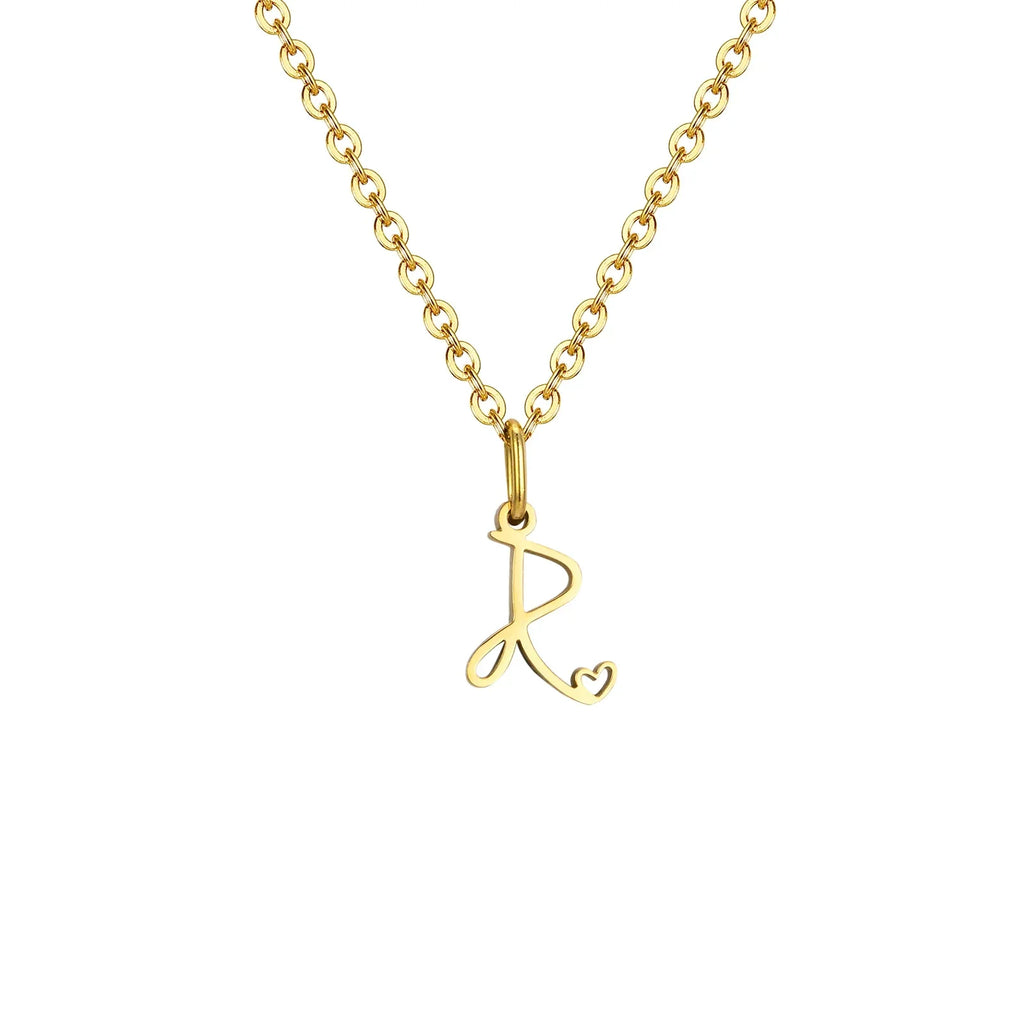 Collier femme avec pendentif initiale lettre et coeur