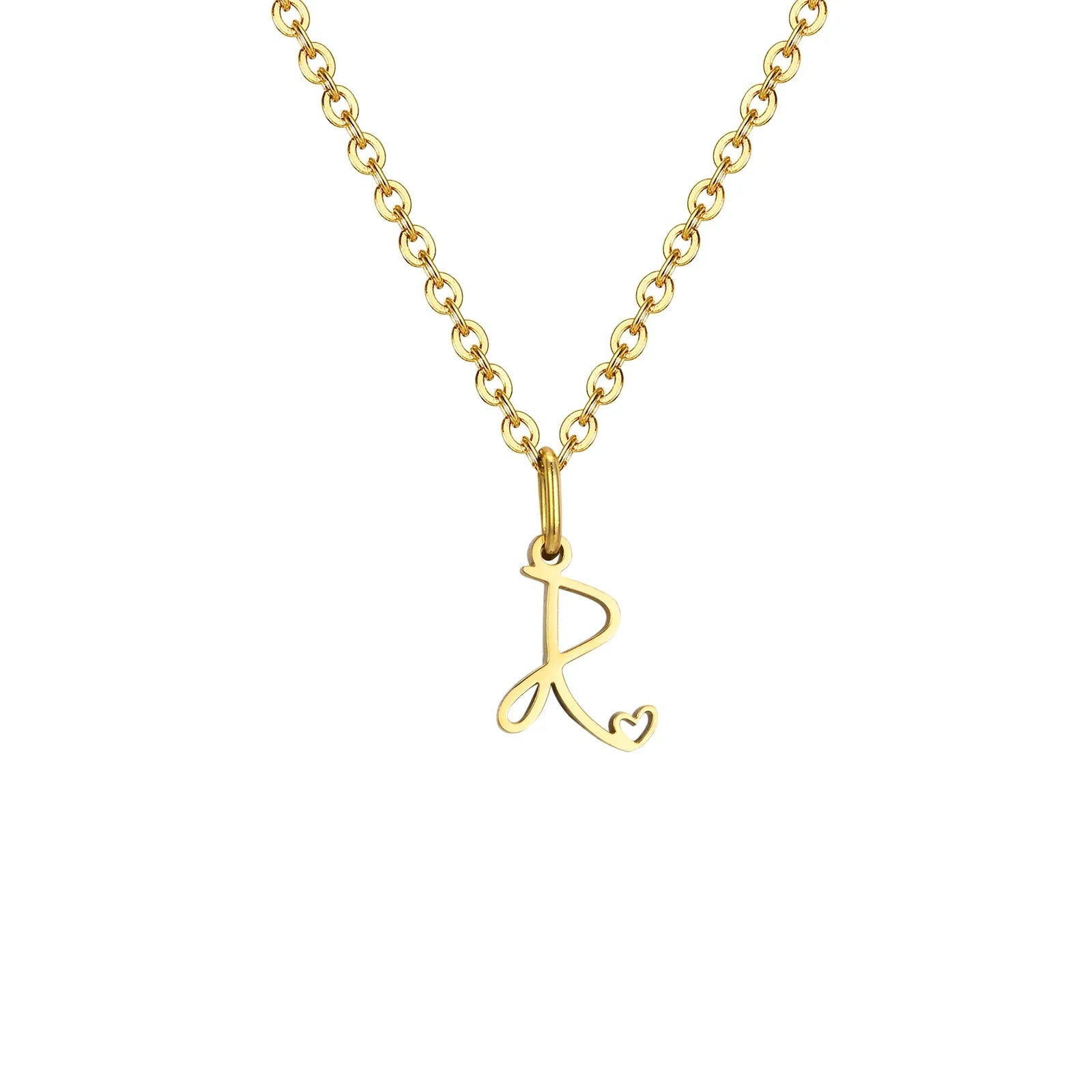 Collier femme avec pendentif initiale lettre et coeur