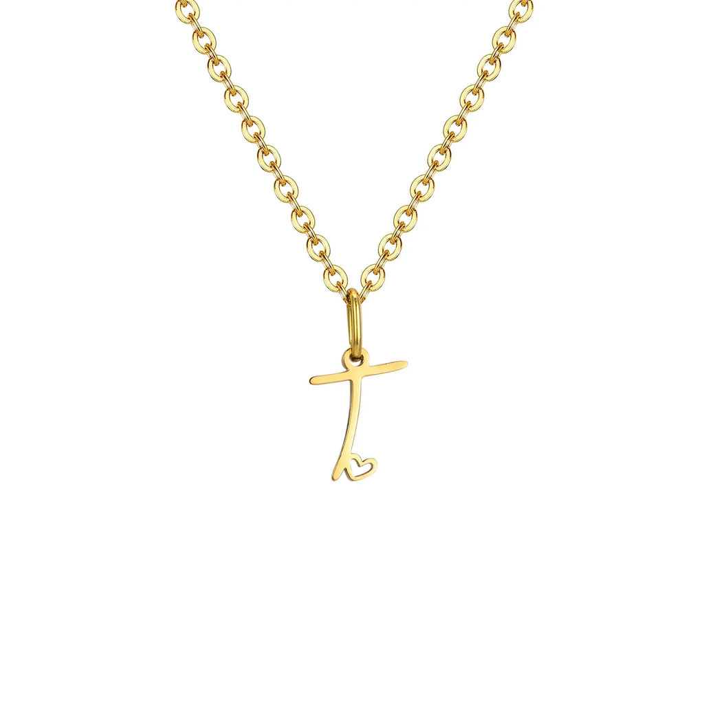 Collier femme avec pendentif initiale lettre et coeur