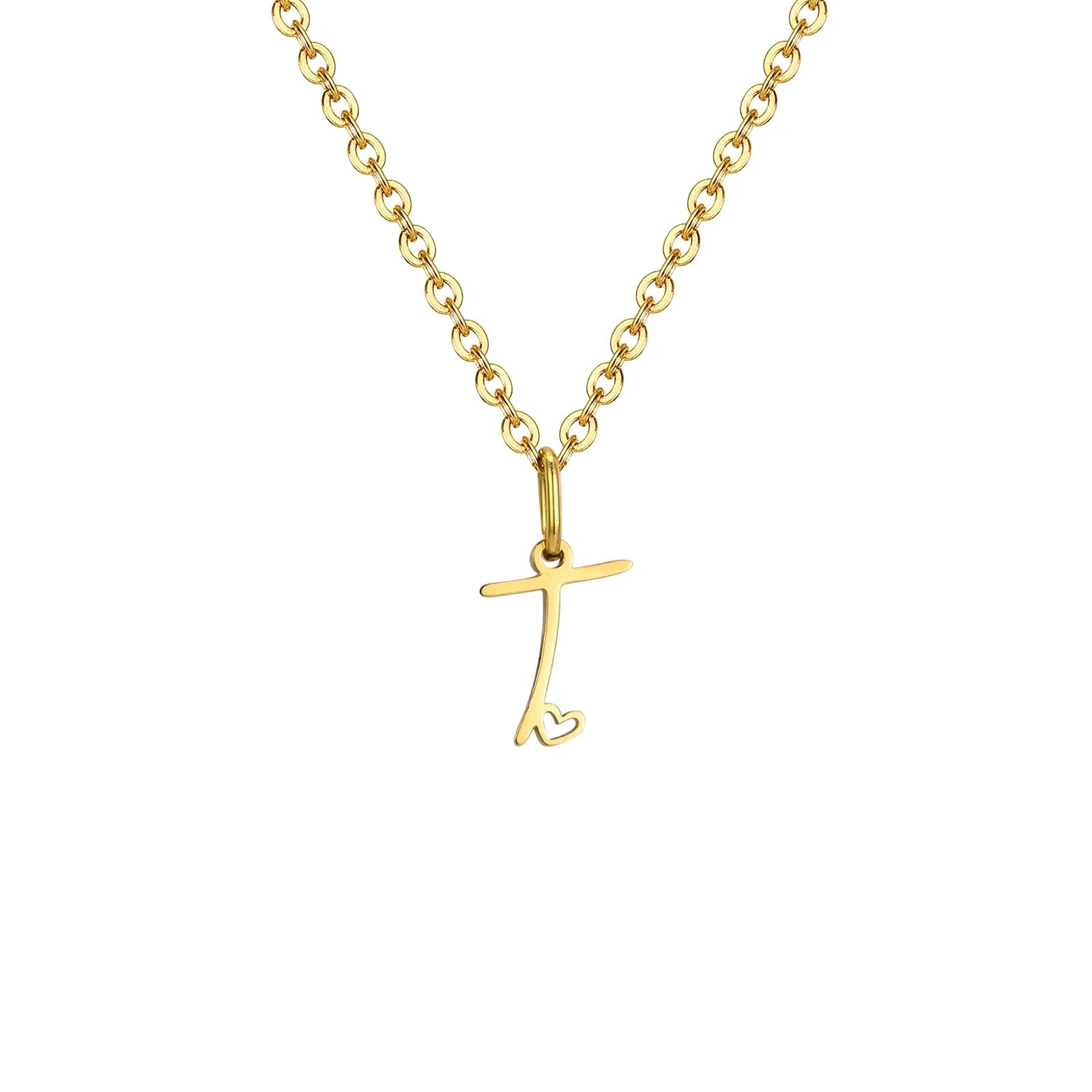 Collier femme avec pendentif initiale lettre et coeur