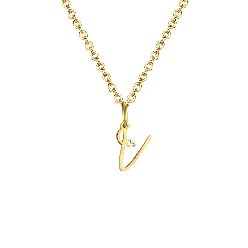 Collier femme avec pendentif initiale lettre et coeur