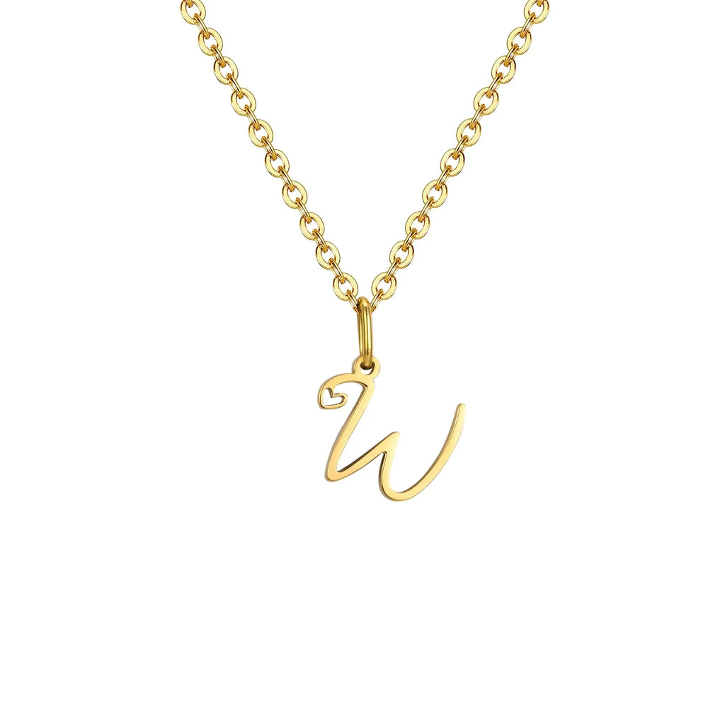 Collier femme avec pendentif initiale lettre et coeur