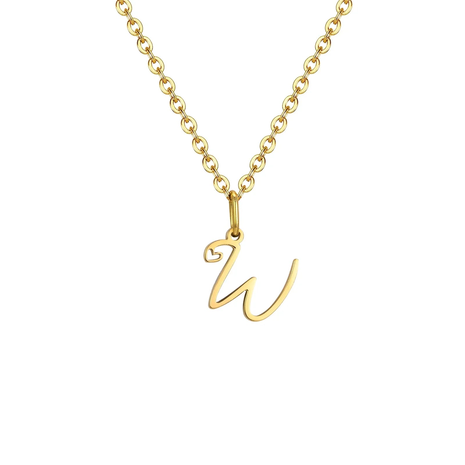 Collier femme avec pendentif initiale lettre et coeur