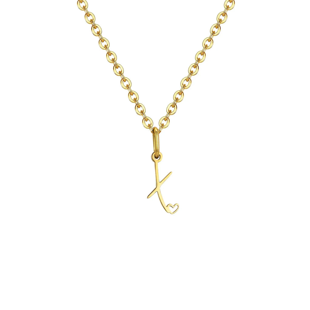 Collier femme avec pendentif initiale lettre et coeur