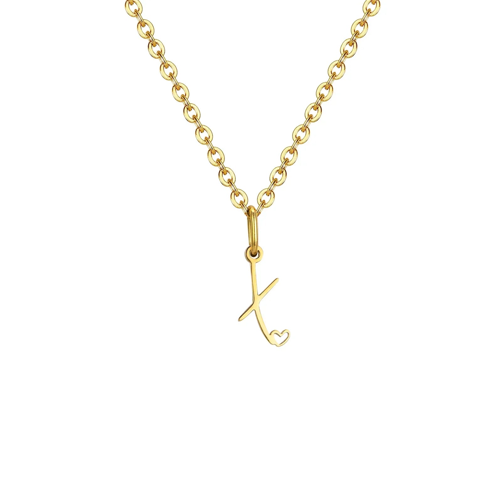 Collier femme avec pendentif initiale lettre et coeur