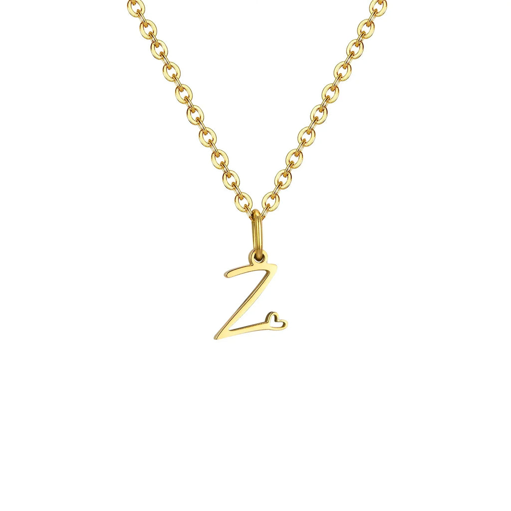 Collier femme avec pendentif initiale lettre et coeur