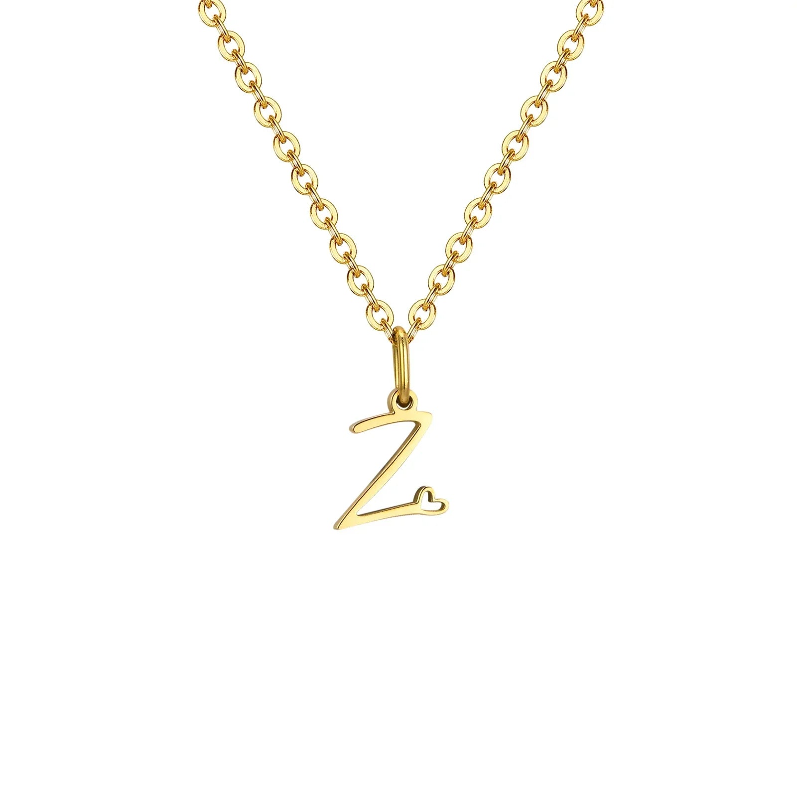 Collier femme avec pendentif initiale lettre et coeur