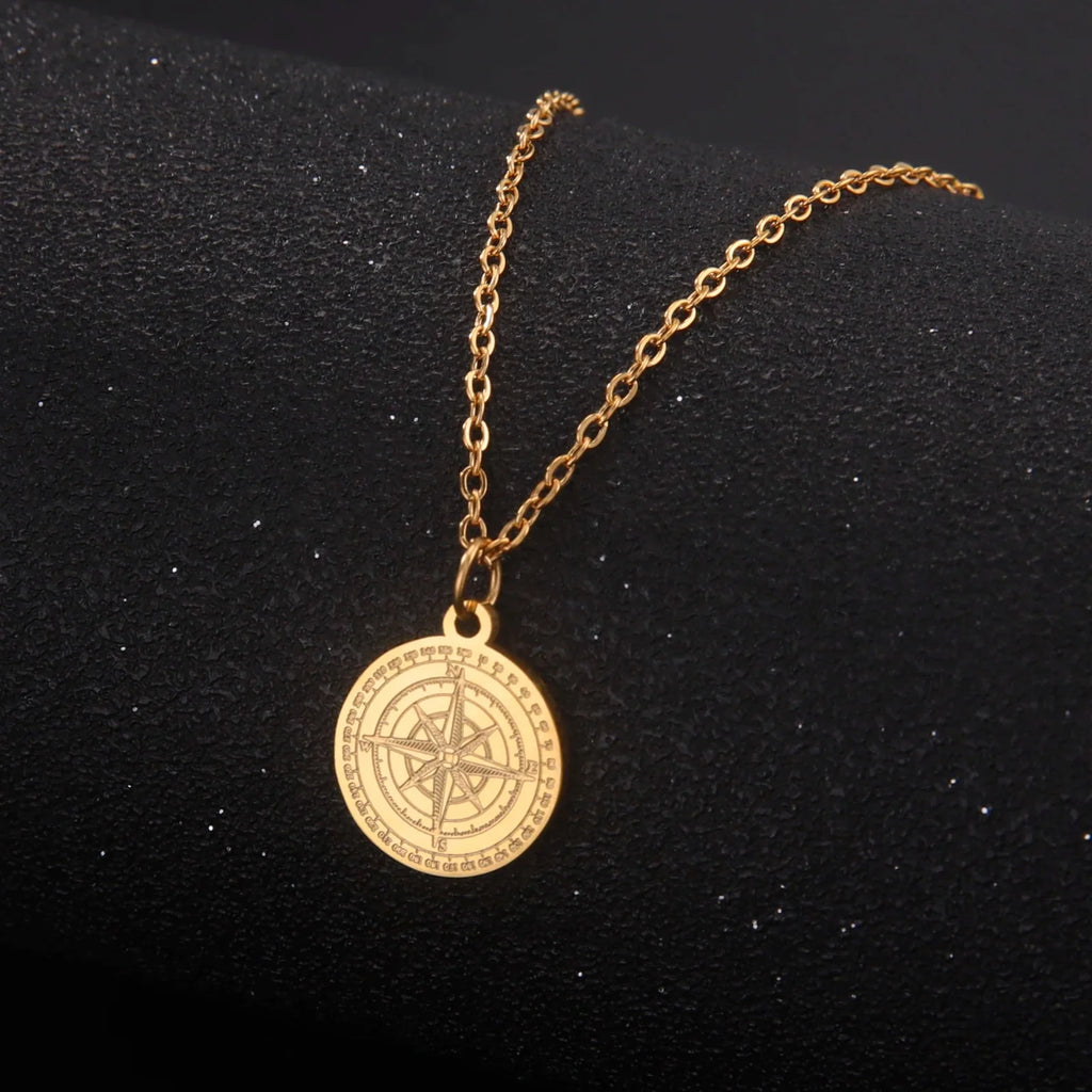 Collar Mujer Colgante Brújula Rosa de los Vientos Cardinal oro