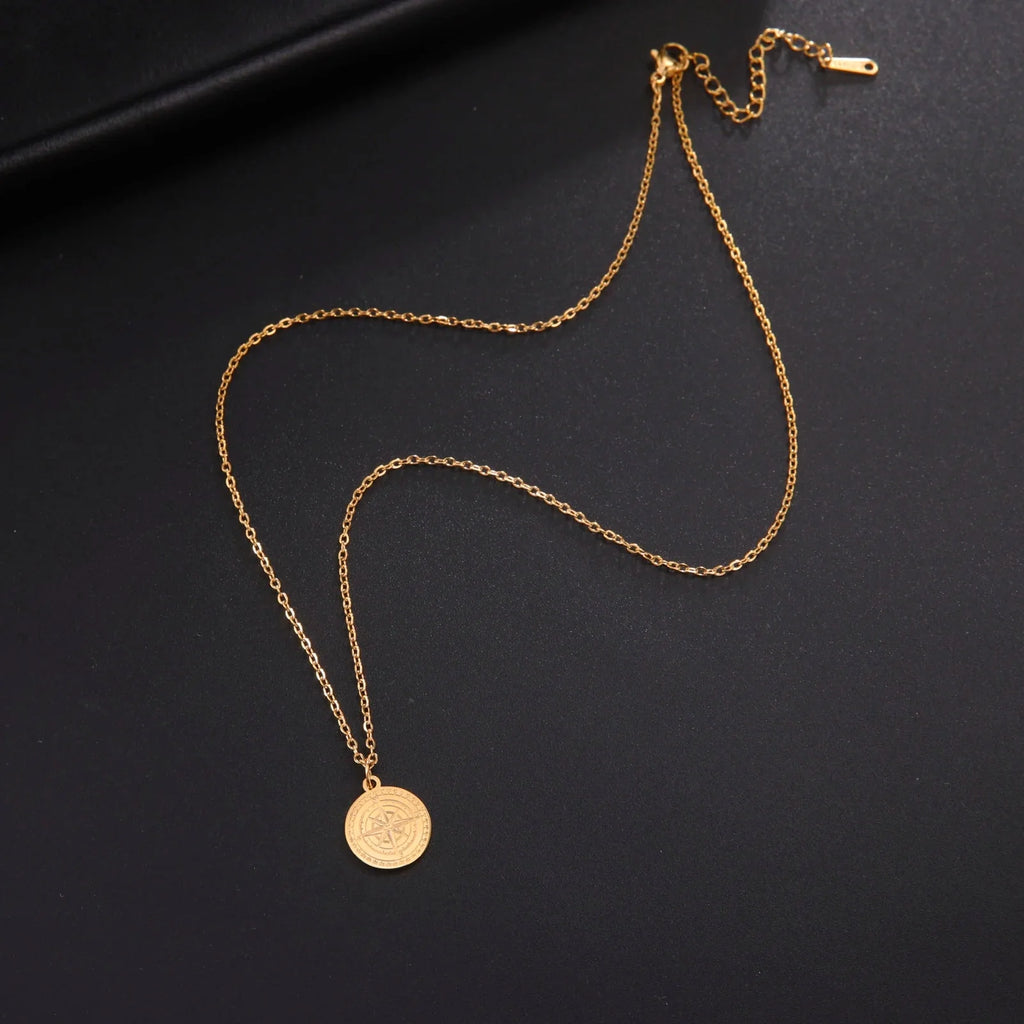 Collar Mujer Colgante Brújula Rosa de los Vientos Cardinal oro
