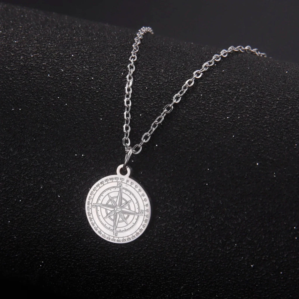 Collar Mujer Colgante Brújula Rosa de los Vientos Cardinal plata