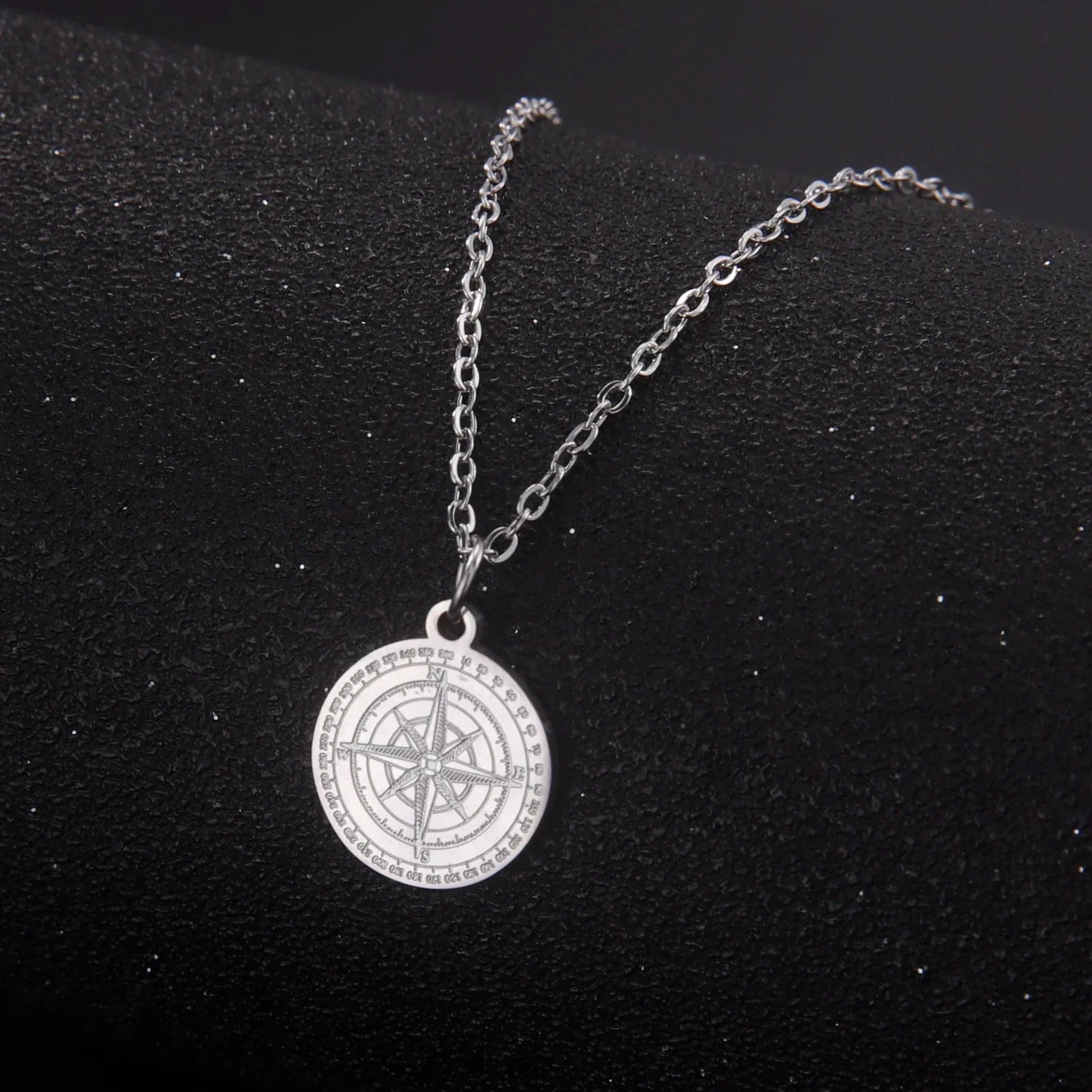 Collar Mujer Colgante Brújula Rosa de los Vientos Cardinal plata