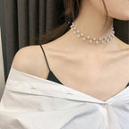 Collar Original Gargantilla en Perlas Blancas plata