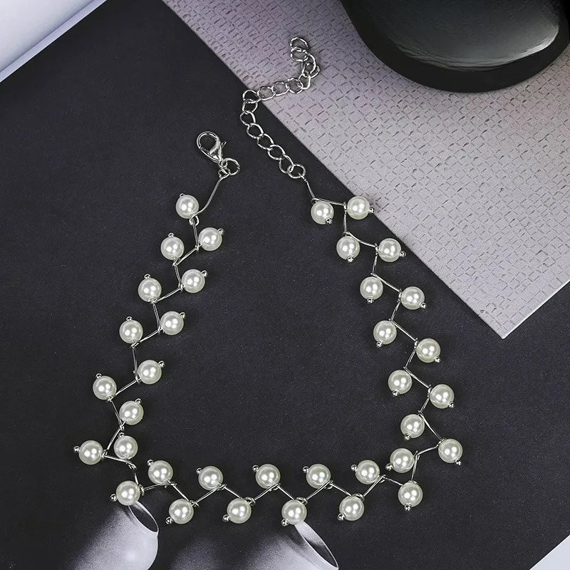 Collar Original Gargantilla en Perlas Blancas plata