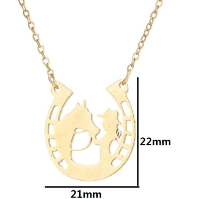 Collar Herradura Colgante Pezuña Amuleto de la Suerte Plata
