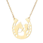 Collar Herradura Colgante Pezuña Amuleto de la Suerte Plata