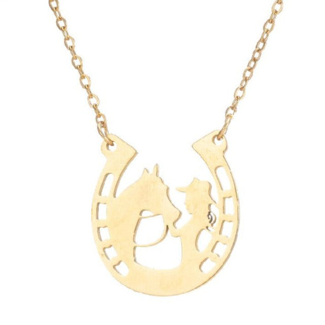 Collar Herradura Colgante Pezuña Amuleto de la Suerte Plata