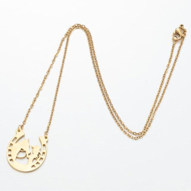 Collar Herradura Colgante Pezuña Amuleto de la Suerte Plata