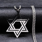 Collar Hexagrama Estrella de David Judaísmo Colgante estilo 1 plata