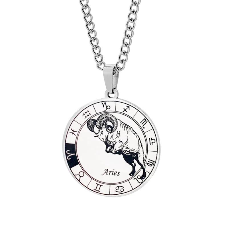 Collar Horóscopo Colgante Constelaciones del Zodiaco Plata aries