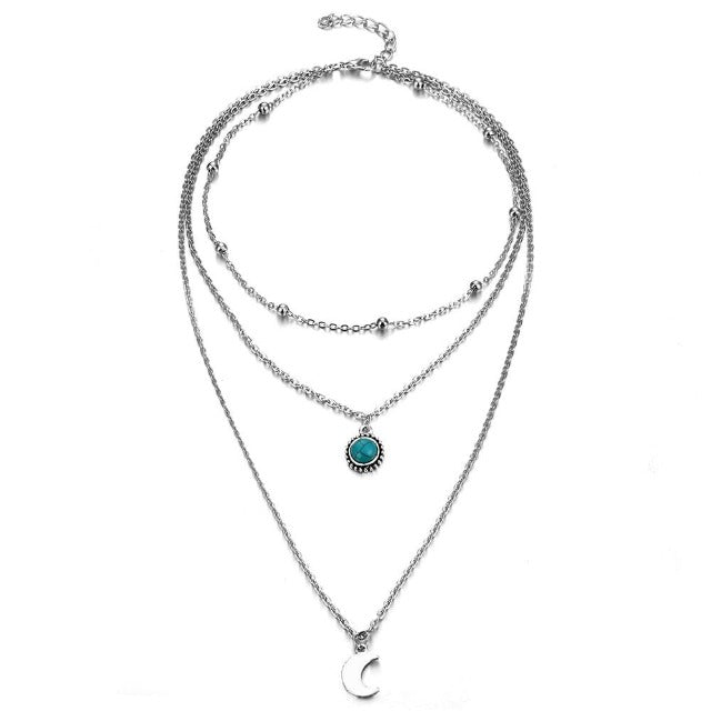 Collar Luna Plata mujer